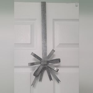 Elegant Silver Holiday Door Bow Wreath Hanger